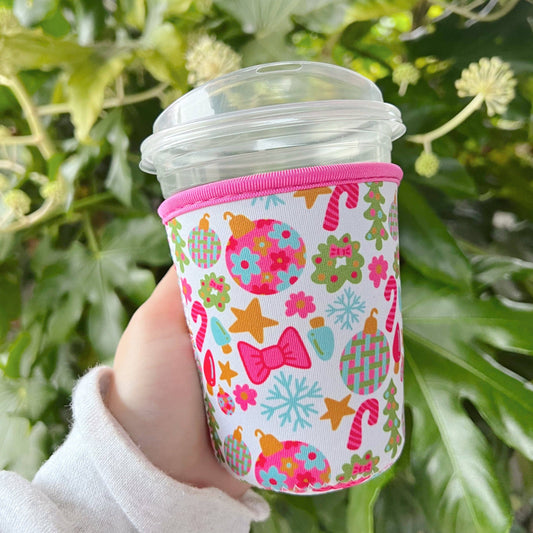 Pink Christmas Coffee Cup Cover