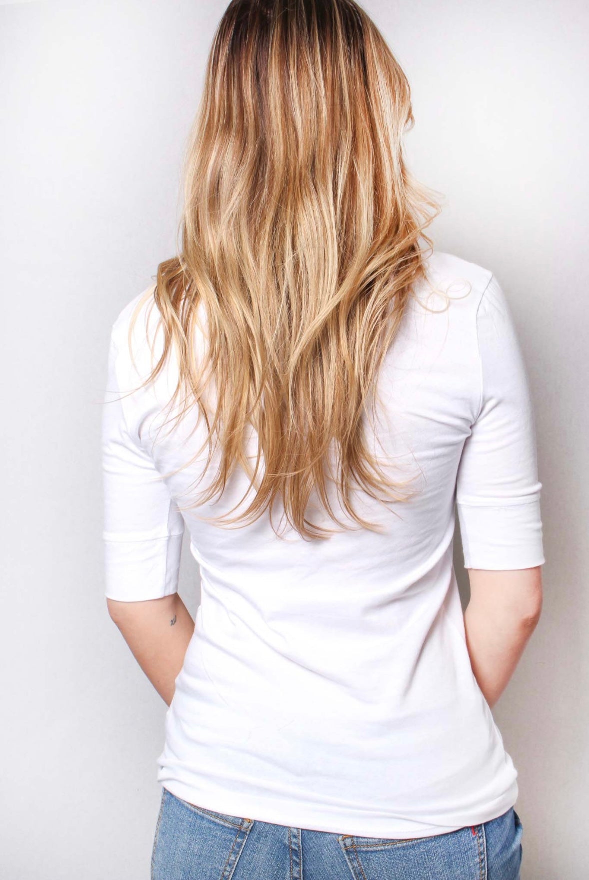 White Half Sleeve Scoop Neck Top