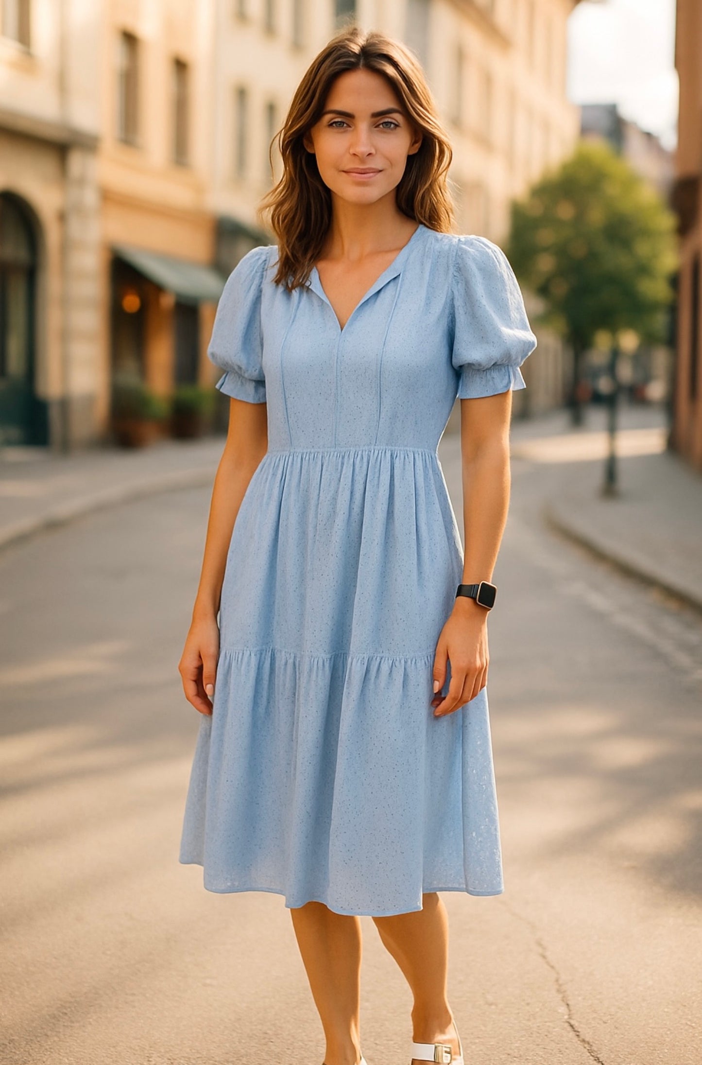 Women's Plus Ruffle Tie Front Eyelet Dress