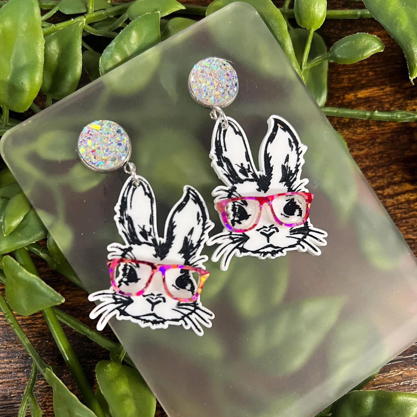 Opal Druzy Bunny Earrings