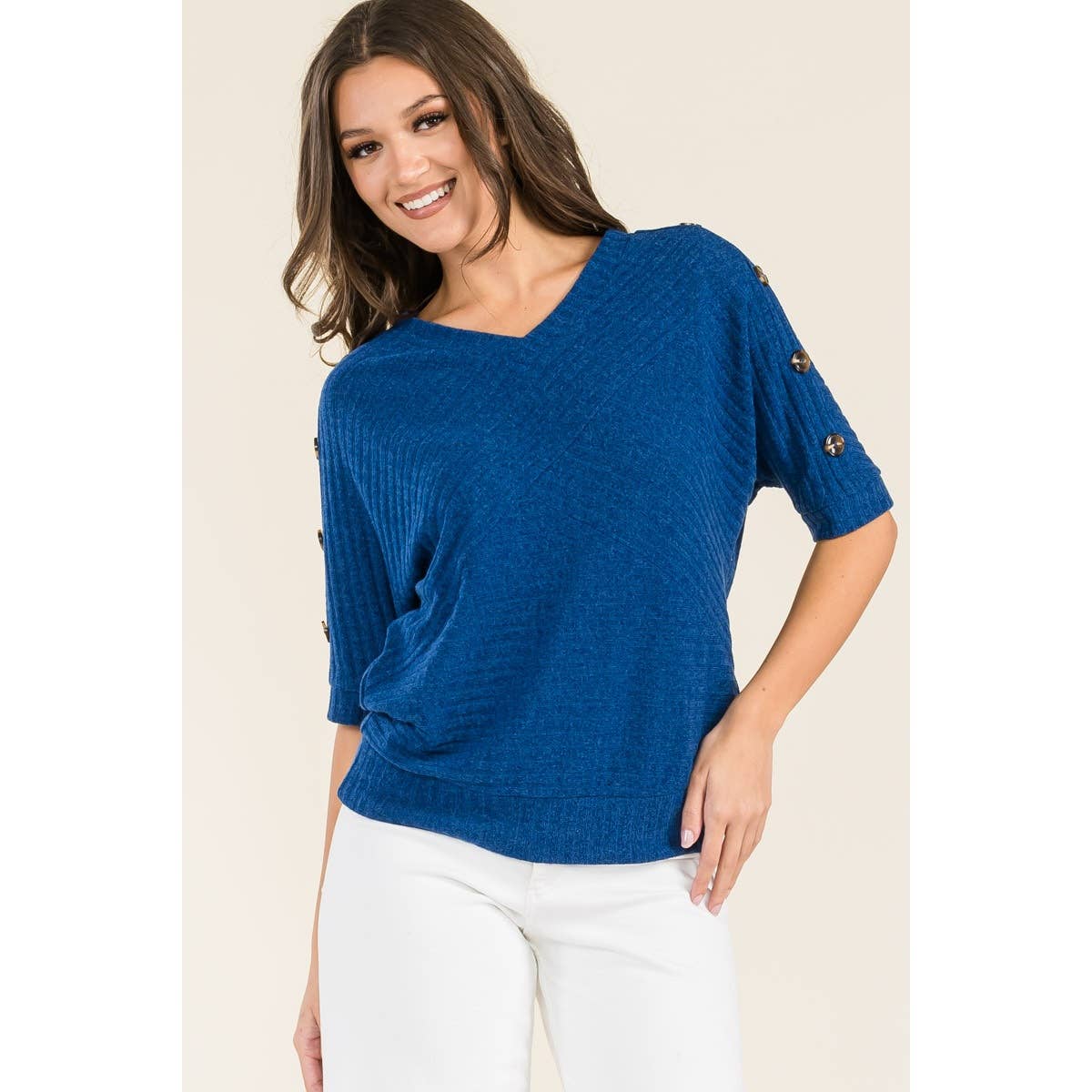 Veronica V-Neck Dolman Sweater in Peacock