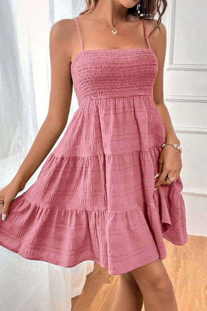 Textured Smocked Cami Dress in Mauve
