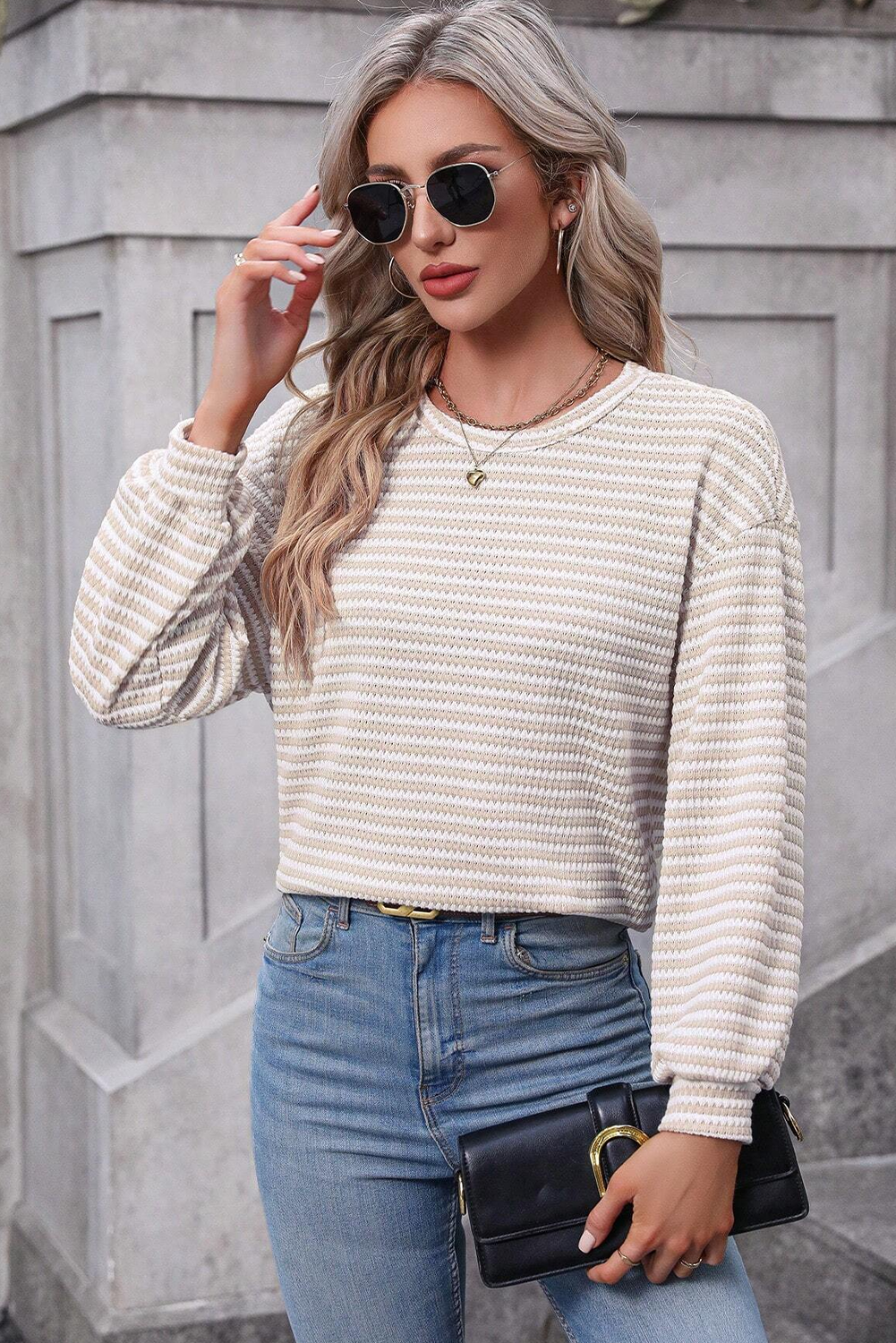 Monica Stripe Round Neck Top