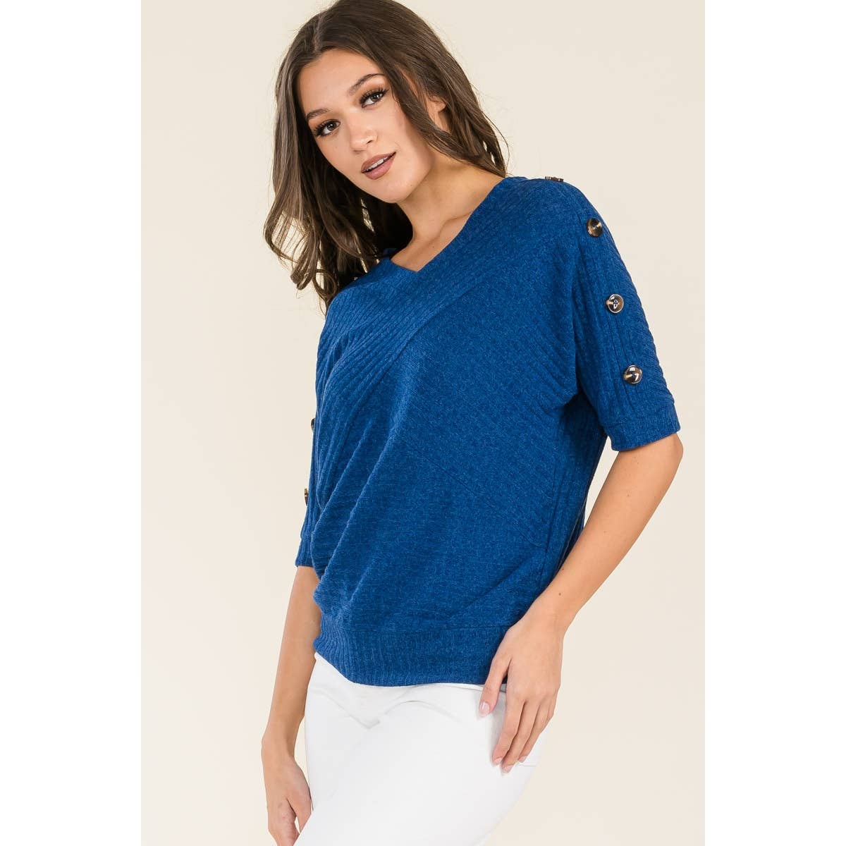 Veronica V-Neck Dolman Sweater in Peacock