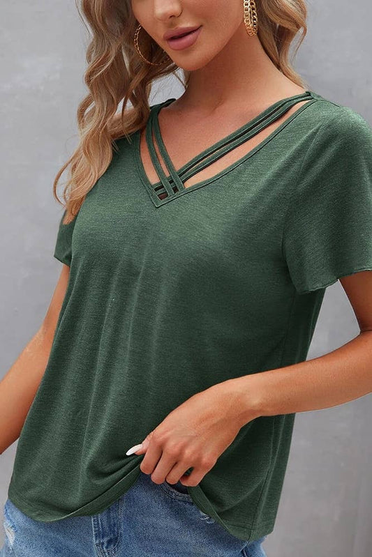 Cristina Crisscross Strap Top in Green