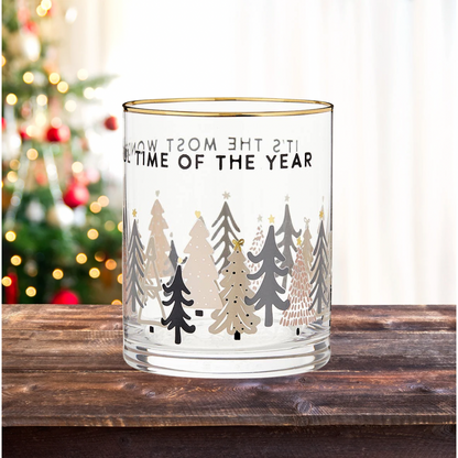 Most Wonderful Time of the Year Gold Rimmed Glasses - Set of 2