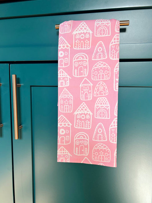 Cotton Tea Towel - Gingerbread Houses