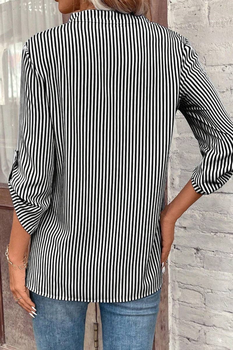 Savannah Striped Mid-Sleeve Top