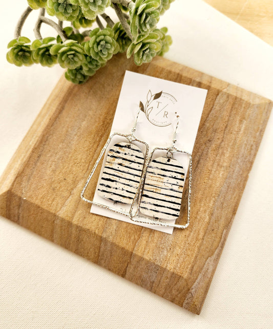 The Chloe – Black & White Statement Earrings