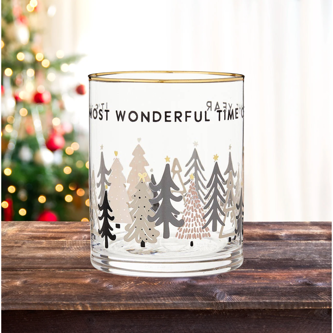 Most Wonderful Time of the Year Gold Rimmed Glasses - Set of 2