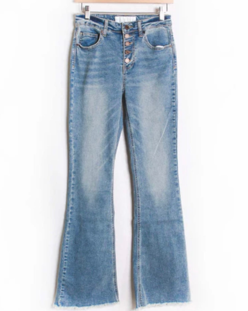 High Waist Five Button Flare Jeans