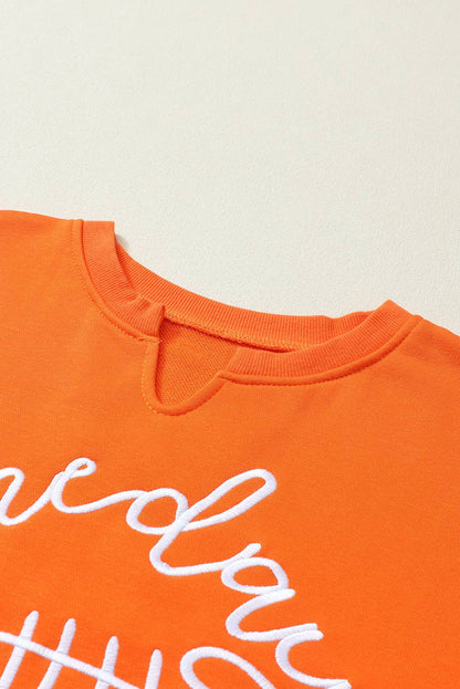 Game Day Lettering Rugby Notched Neck Sweatshirt