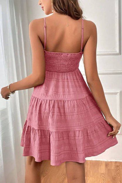 Textured Smocked Cami Dress in Mauve