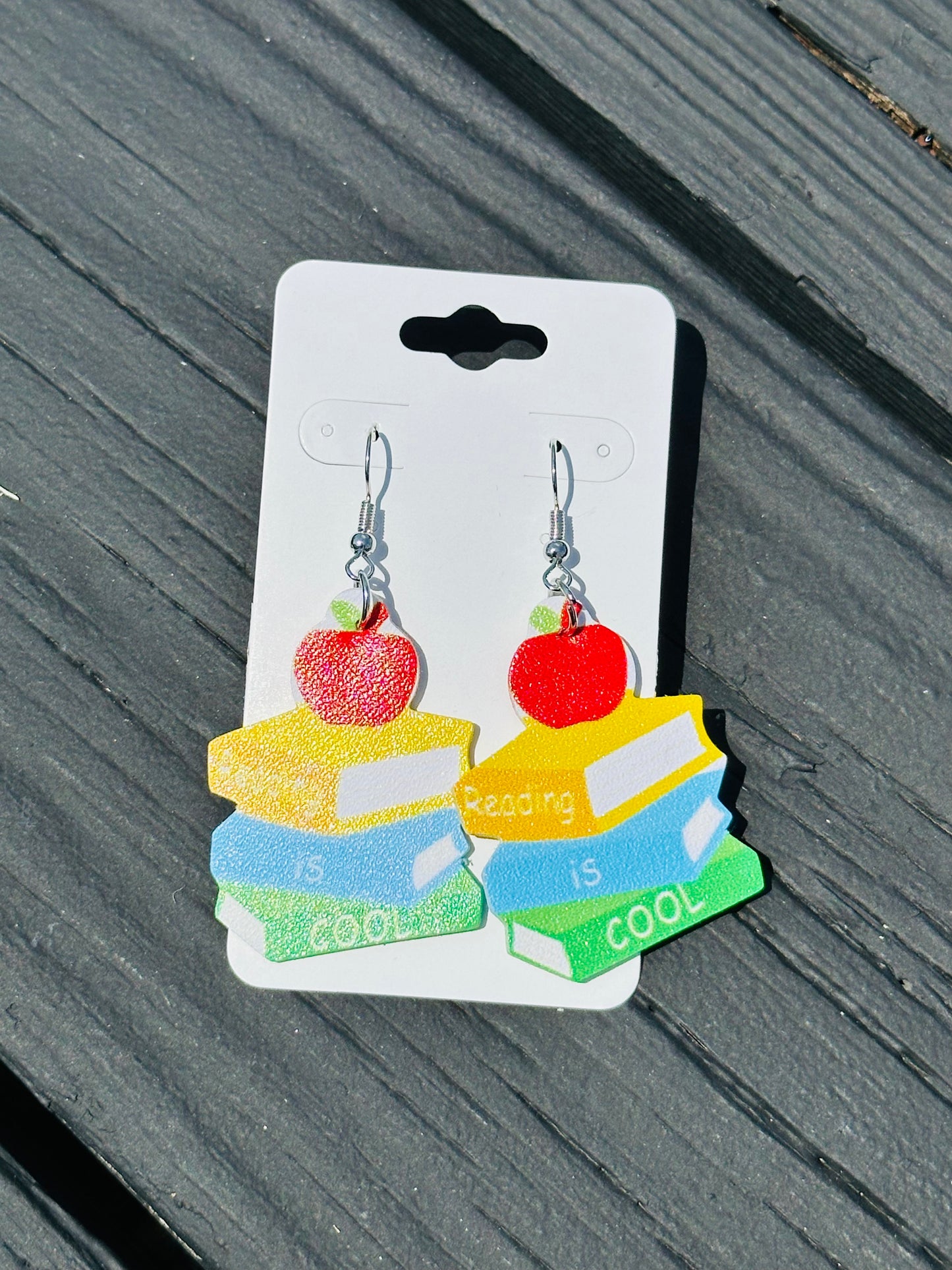 Reading is Cool Leather Teacher Earrings