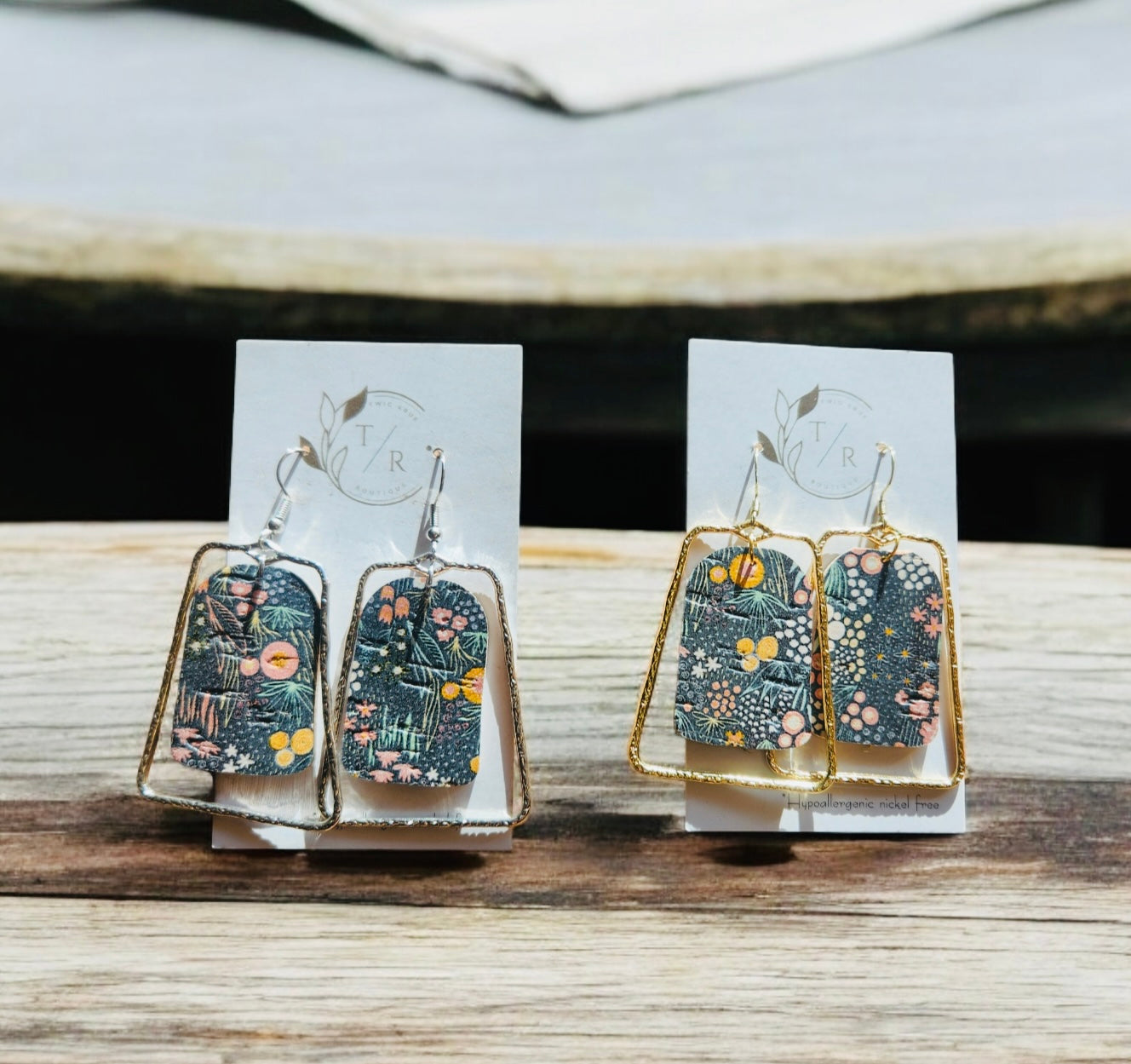 The Khloe – Floral Leather Statement Earring