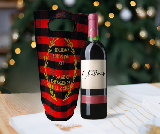 Buffalo Plaid Wine Bag