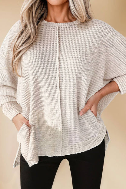 Waffle Knit Batwing Top