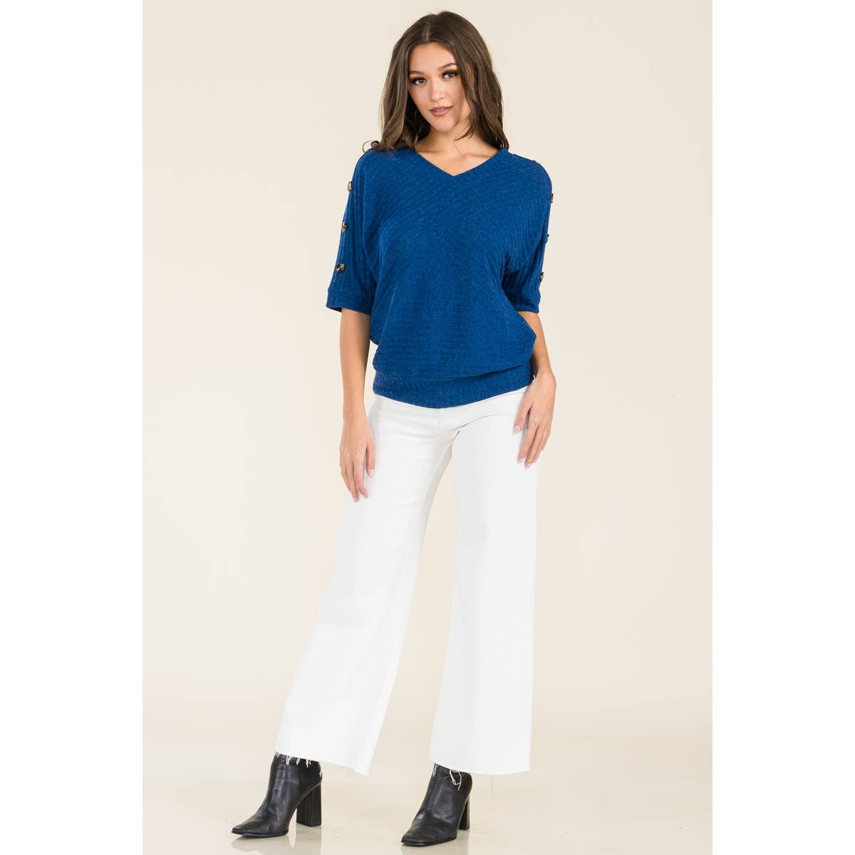 Veronica V-Neck Dolman Sweater in Peacock