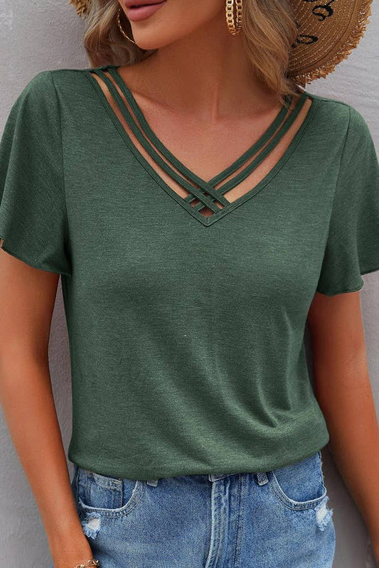 Cristina Crisscross Strap Top in Green