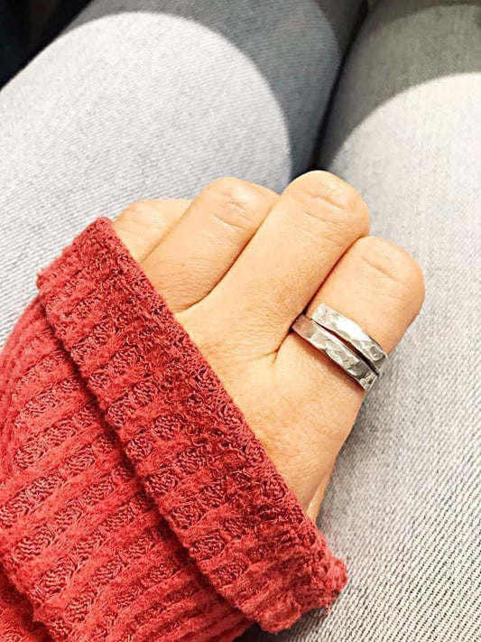 Silver Hammered Skinny Ring