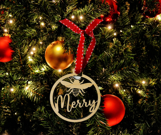 Bee Merry Wood Ornament