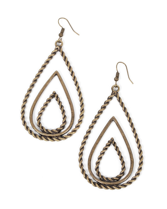 Twisted Teardrop Bronze Earrings